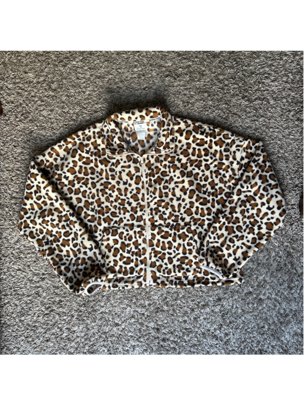 Women's In Good State Leopard Print Fleece Zip-Up Sweatshirt, Size L Cheetah